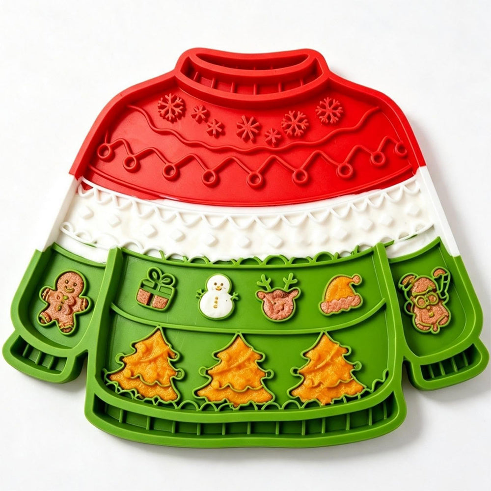 Christmas Pet Silicone Licking Mat with Suction Cups - Green