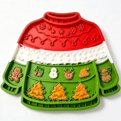 Christmas Pet Silicone Licking Mat with Suction Cups - Green