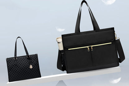 Lunch Tote Bag With Insulated Lunch Box Compartment For Travel And Leisure-Black