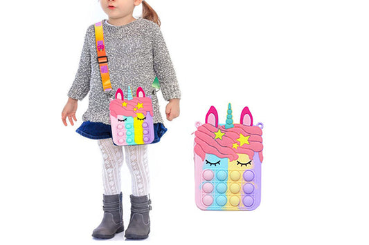 Unicorn Pop Purse for Girl Pop Bag with Unicorn Pop Toy-Colorful