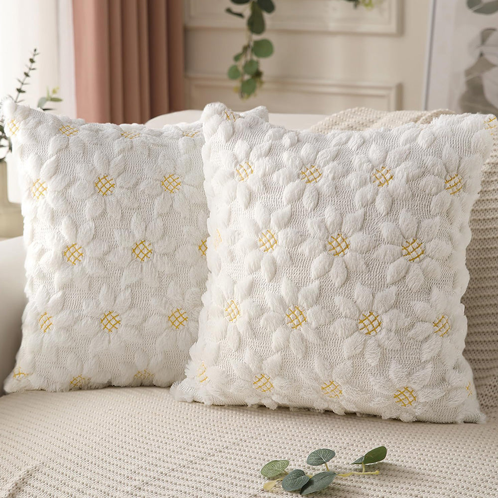 2Pcs Spring Summer Pillow Covers Floral  Farmhouse Home Decor for Sofa Couch Bed -Sunflowers