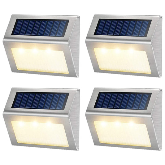4Pcs Outdoor Waterproof 3LED Solar Fence Light Garden Wall Lamp Warm White