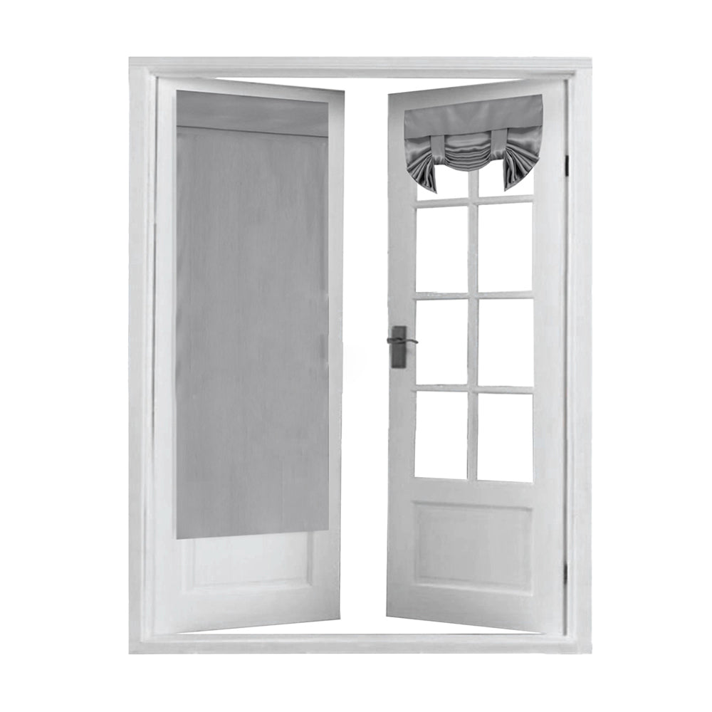 2 Panels Door Curtains Self-Adhesive Blackout Window Door Curtain Privacy Thermal Insulated Curtain Light Grey