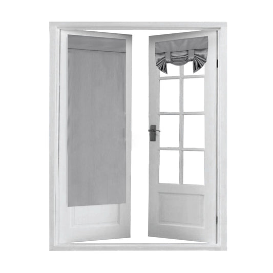 2 Panels Door Curtains Self-Adhesive Blackout Window Door Curtain Privacy Thermal Insulated Curtain Light Grey