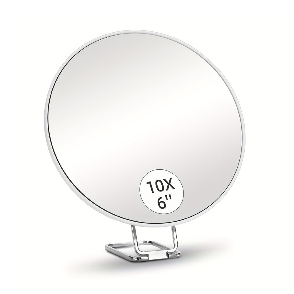 Travel Magnifying Makeup Mirror with Adjustable Stand and Suction Cup White