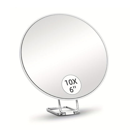 Travel Magnifying Makeup Mirror with Adjustable Stand and Suction Cup White