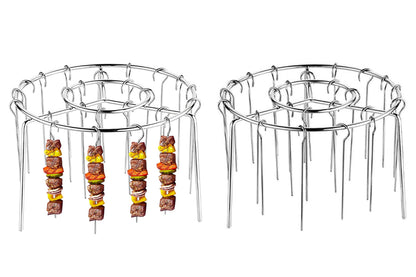 Air Fryer Grill Round Stainless Steel Air Fryer Skewer for BBQ Kabob Barbecue