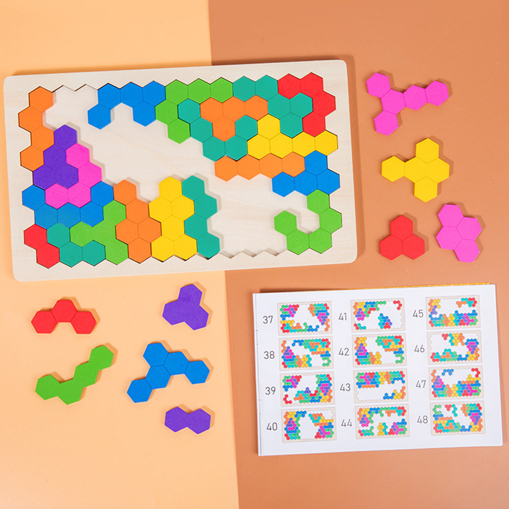 Wooden Tangram Puzzle Set STEM Educational Logic IQ Game Montessori Toy