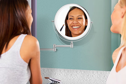 10X 8-inch Wall Mounted LED Magnifying Makeup Mirror