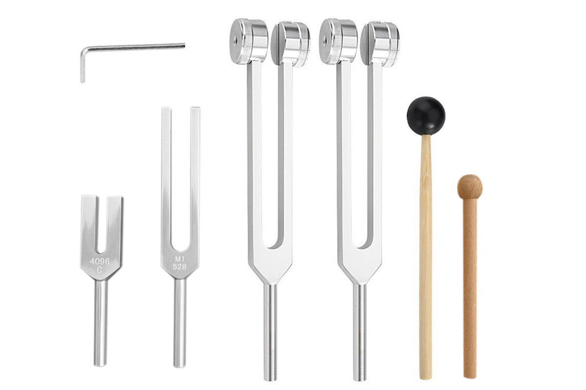 4 Piece Tuning Fork Set with Mallet Sound Tool