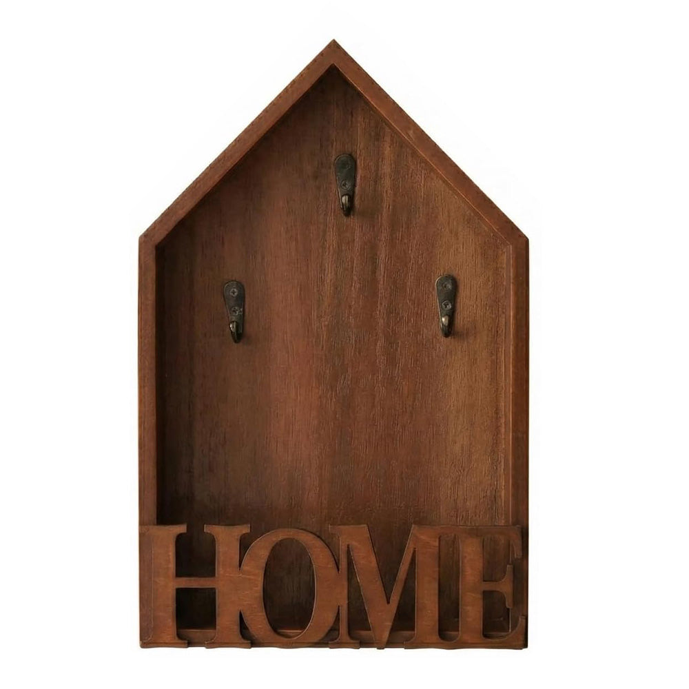 Vintage Key Holder Wall Mount with 3 Hooks Key Rack - Brown