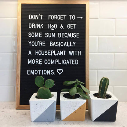 30x40 cm Felt Letter Board with Letters Numbers and Stand-Black