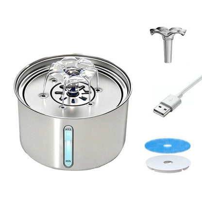 3L Stainless Steel Cat Water Fountain ¨C Automatic Electric Pet Drinking Dispenser for Cats and Dogs