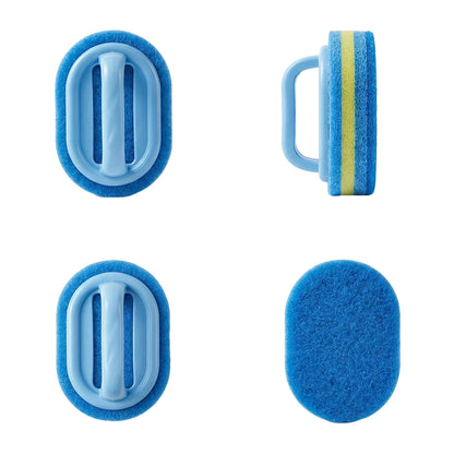 5 Piece Multi Layer Sponge Cleaning Brush Set for Kitchen Bathroom - Blue