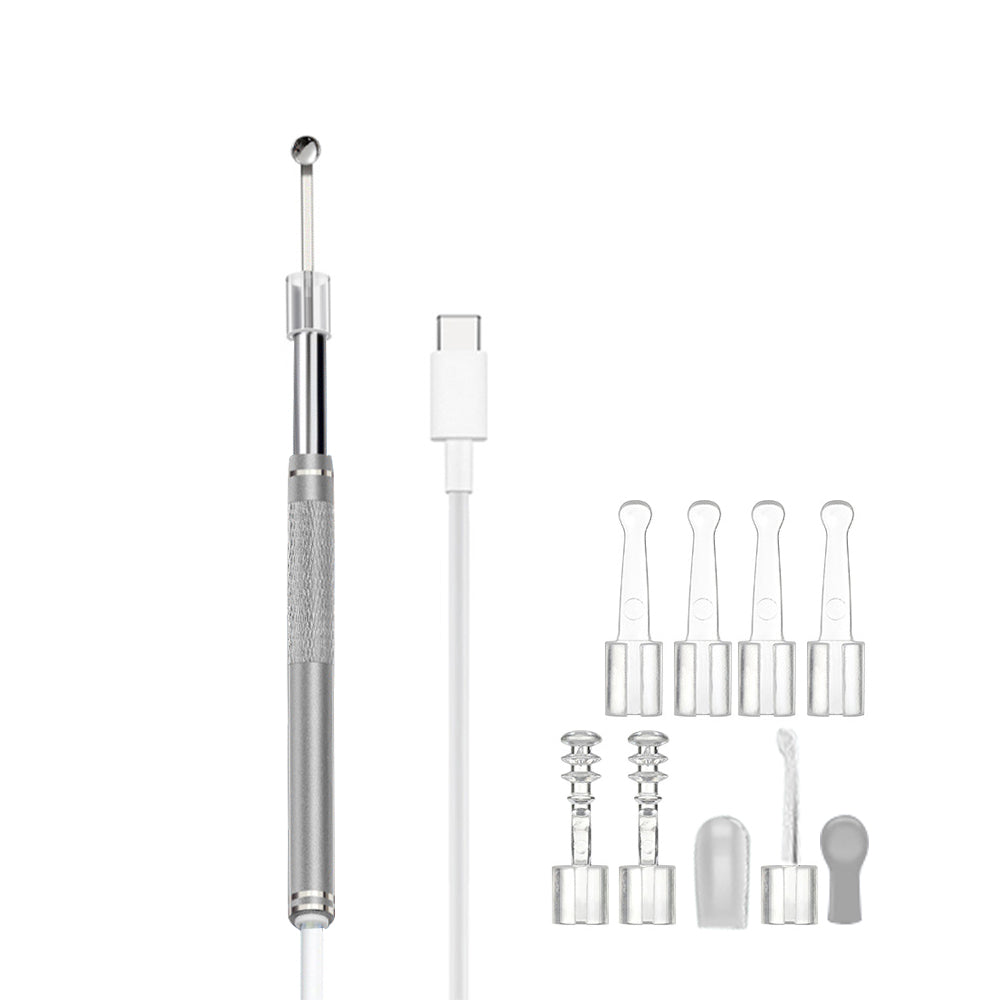 Ear Wax Removal Endoscope Earwax Remover Tool Ear Camera Ear Otoscope with 6 LED Lights -Silver