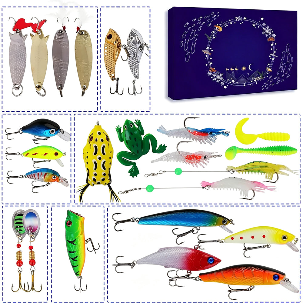 Fishing Advent Calendar 24-Day Fishing Lure Set Gifts for Men