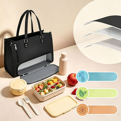 Tote Bag Insulated Lunch Compartment for 15.6 Inch Laptop