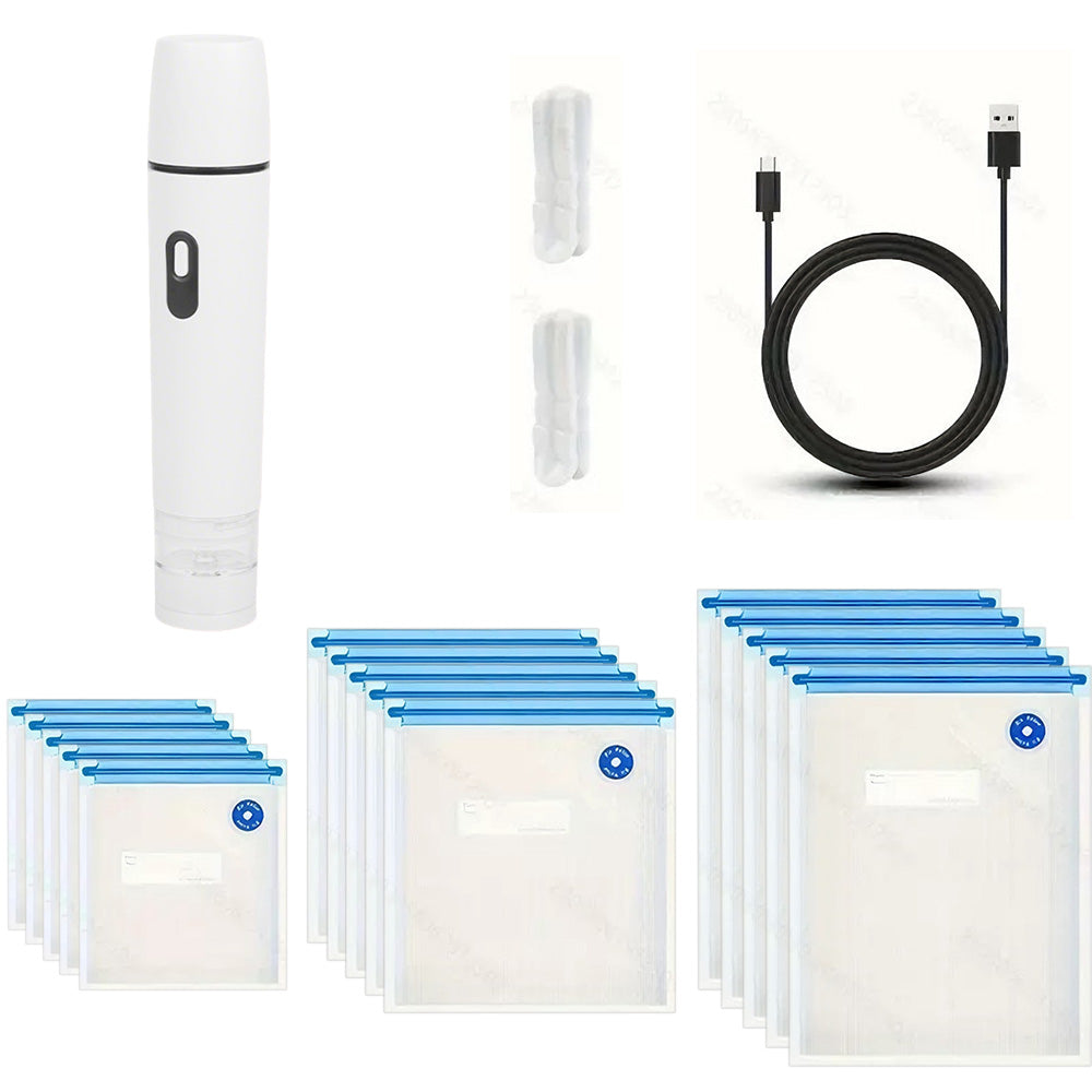 Compact Vacuum Sealer for Food Storage with 15 Reusable Vacuum Bags