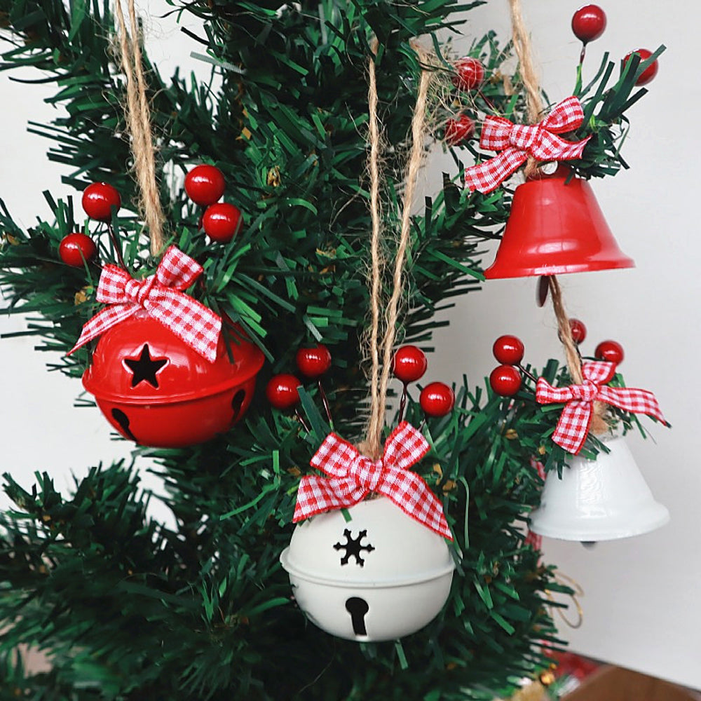 8 Pack Christmas Red Berry Bell Hanging Ornaments