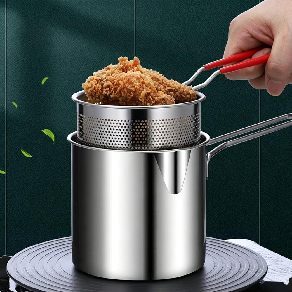 5-Piece Stainless Steel Deep Fryer Pot Set with Basket and Lid