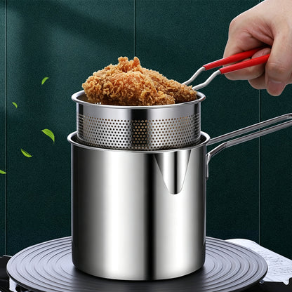 5-Piece Stainless Steel Deep Fryer Pot Set with Basket and Lid