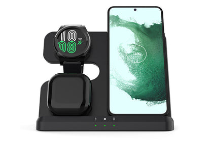 3 in 1 Wireless Charger Fast Charging Station Pad - Black