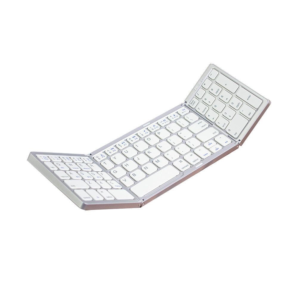 Foldable Bluetooth Keyboard Wireless Portable Keyboard Rechargeable for Laptop Tablet Smartphone Device Silver