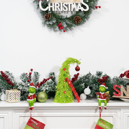 Bendable Desktop Christmas Tree with Lights and Mini Ladder - Red Ball