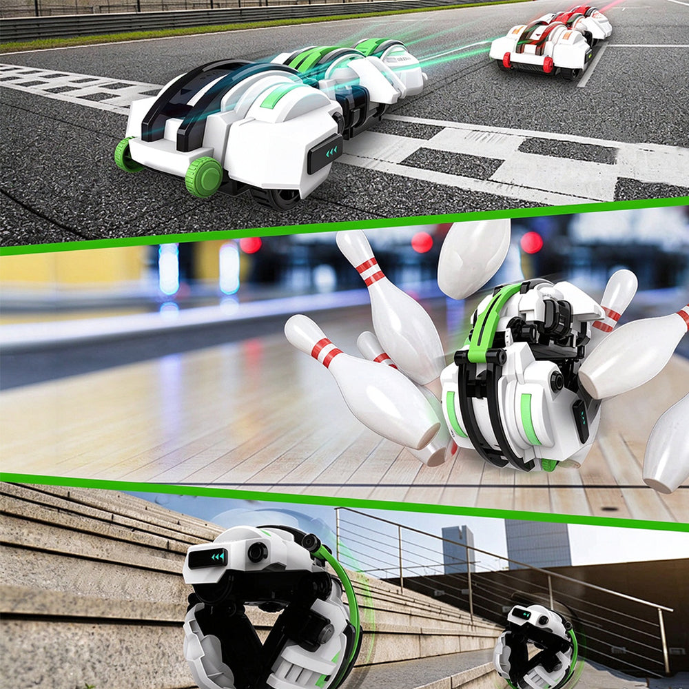 6 Wheel 360 Degree Transforming RC Stunt Car with LED Lights - White