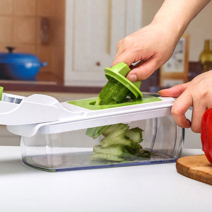 Vegetable Chopper with Container Mandoline Slicer for Kitchen Salad Prep-Green