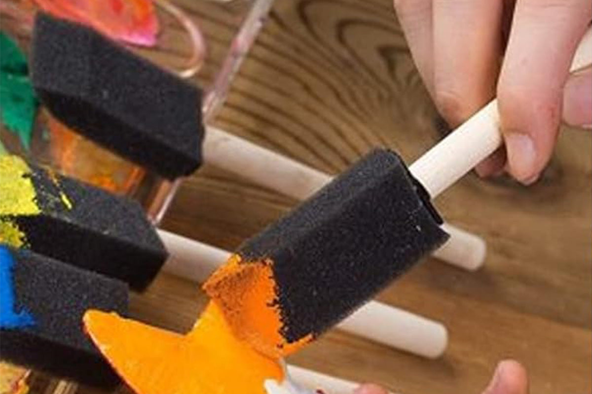 20Pcs 1 Inch Sponge Paint Brush Set Wood Handle Craft Touch Up Stain Brush