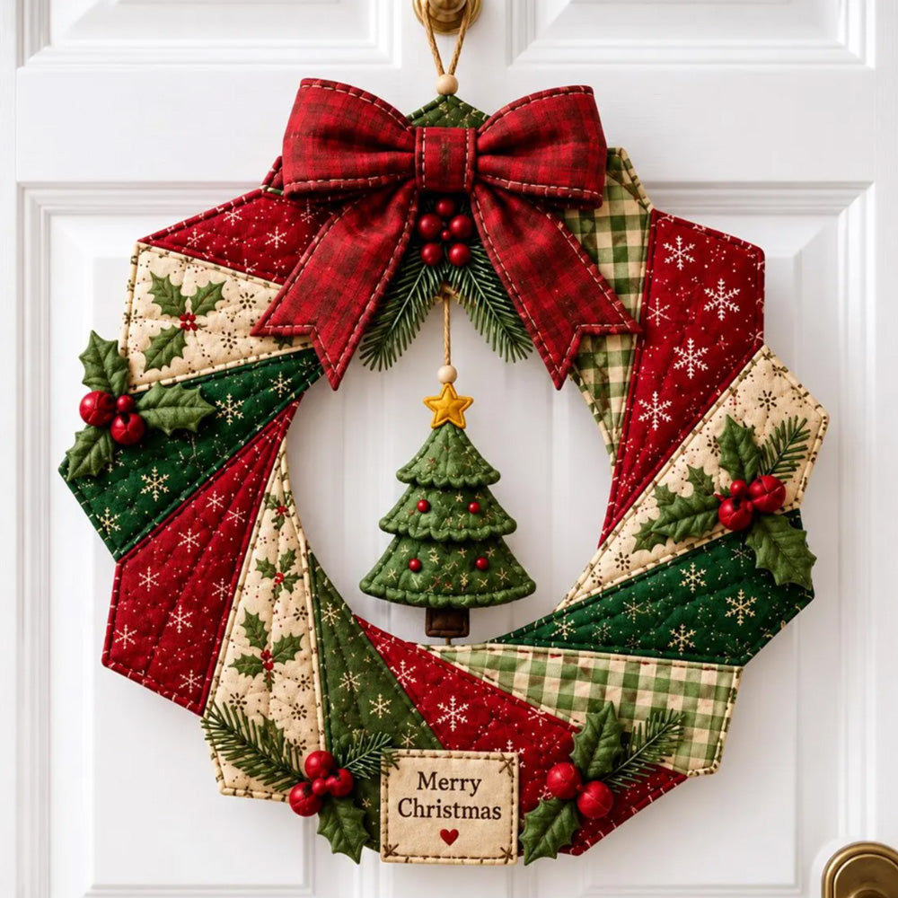 Christmas Wreath DIY Sewing Kit with Precut Fabric for Door Decor - Christmas tree