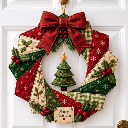 Christmas Wreath DIY Sewing Kit with Precut Fabric for Door Decor - Christmas tree