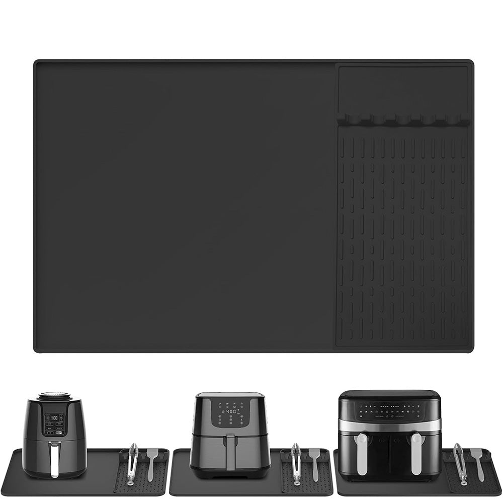 Silicone Heat Resistant Mats for Countertop Air Fryer Mat for Microwave Oven-Black
