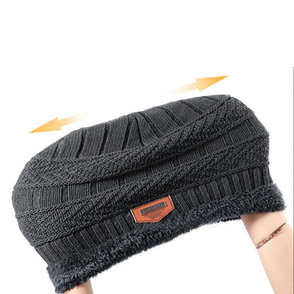 Uisex Beanie Cap Winter Knitted Hat Neck Warm Scarf Fleece Ski Accessories Grey