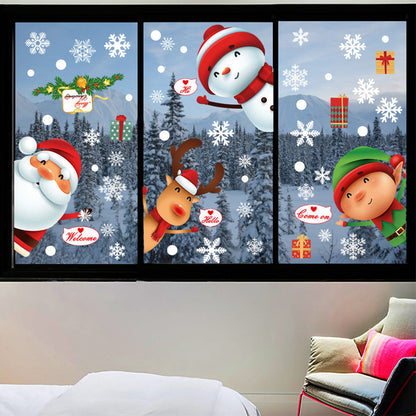 6Pcs Christmas Window Clings Stickers Decals with Santa Claus and Snowman