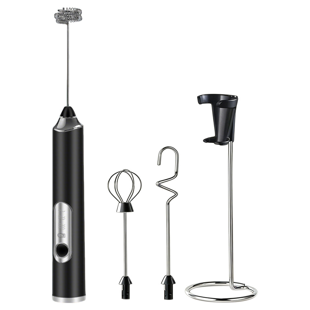 3 in 1 Milk Frother Electric Coffee Stirrers for Coffee Latte Oat Milk-Black