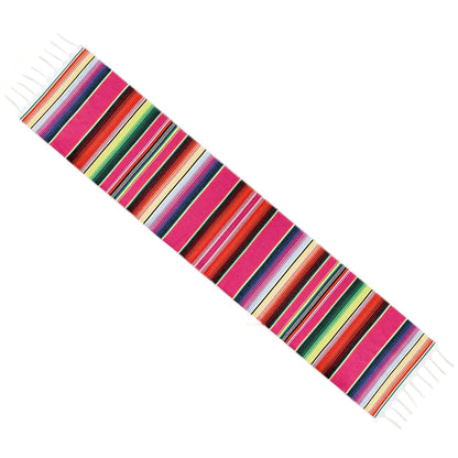 Mexican Serape Table Runner with Tassels for Party Wedding Outdoor Picnic Decor Rose Red