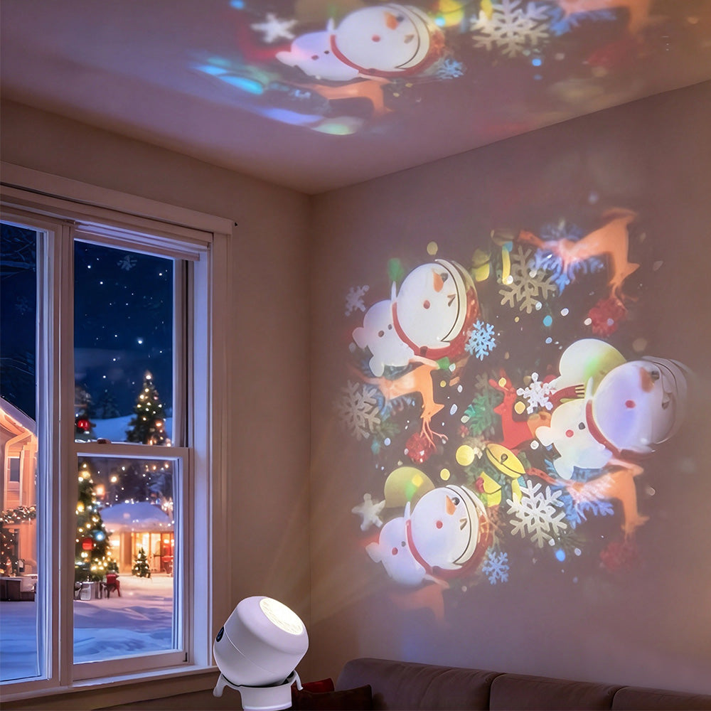 Christmas Projector Night Light USB Rotating Projection Lamp Snowman