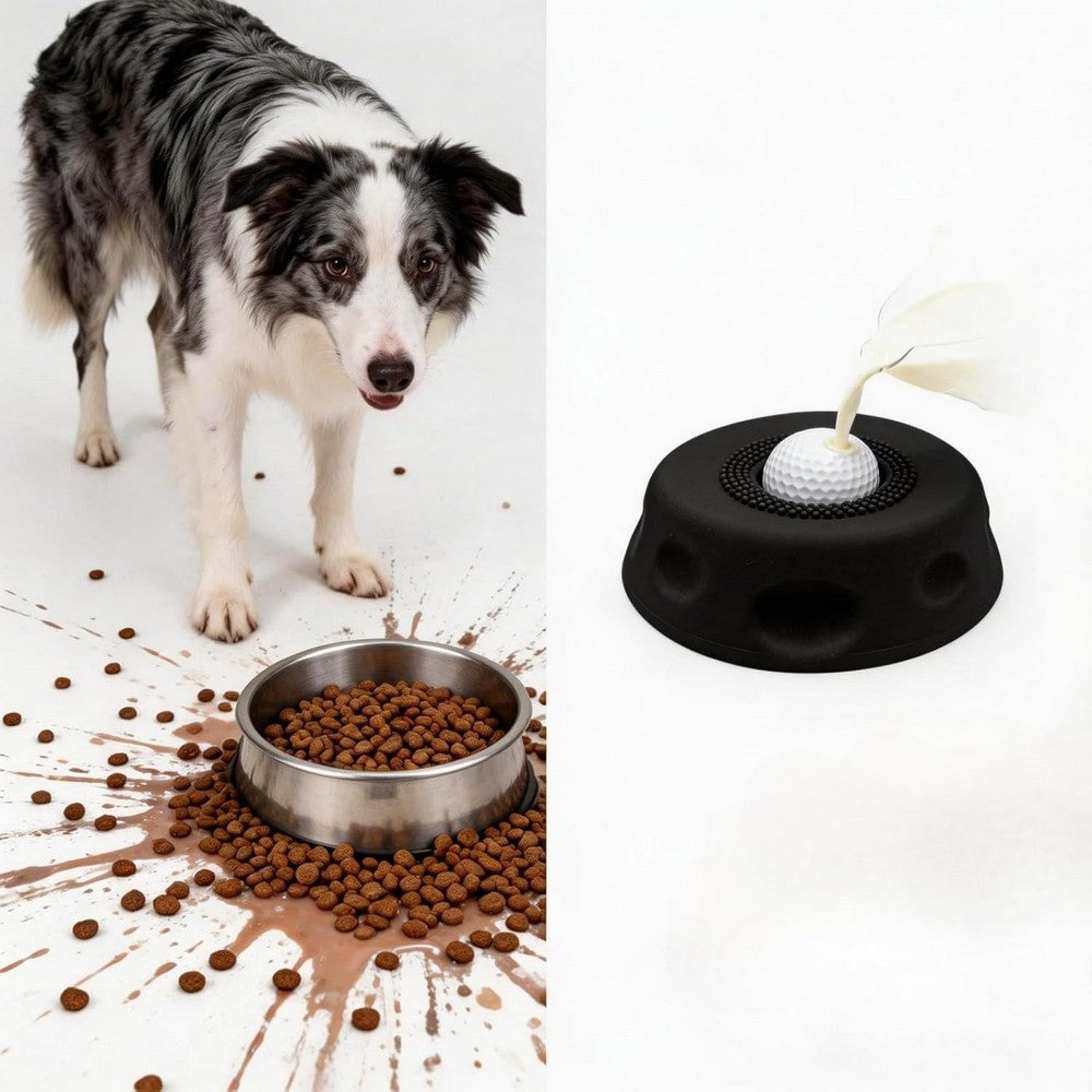 Dog Licking Bowl Slow Feeder Bowls for Yogurt Liquid Treat Interactive Dog Toys-Black