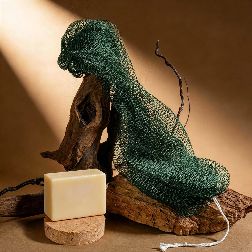 2Pcs African Net Sponge Nylon Bath Scrubber-Green