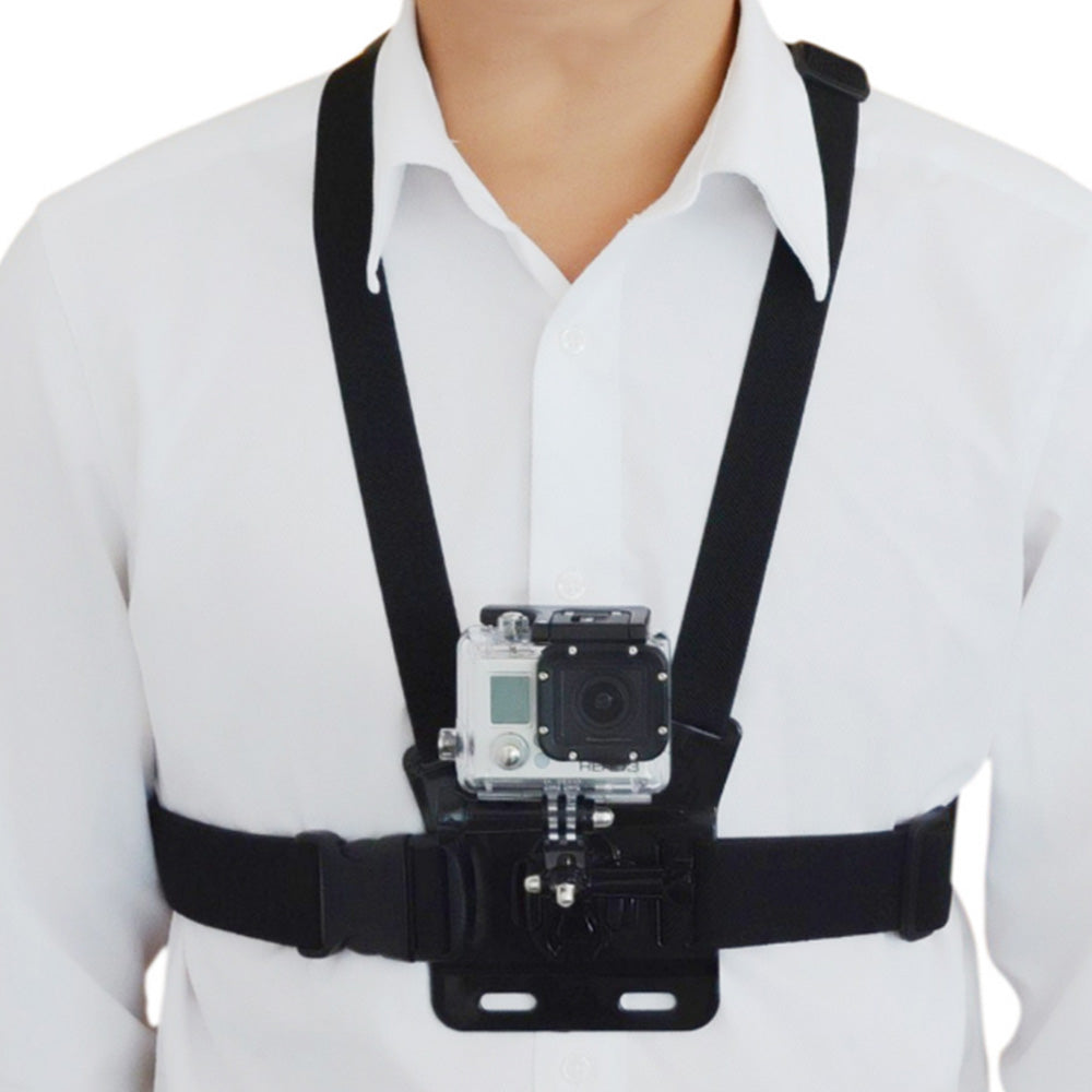 Mobile Phone Chest Mount Adjustable Harness Strap Holder with Rotating Phone Clip