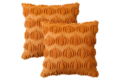 Fall Pillow Covers Halloween Pumpkins Faux Fur Pillowcase for Chair Sofa-Brown