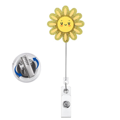 Retractable Badge Reel Cute Badge Clip - Sunflower