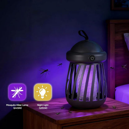 Bug Zapper Outdoor Indoor Mosquito Killer Trap Lamp with Light for Patio-Grey