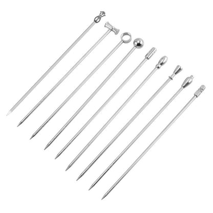 9PCS Stainless Steel Fruit Picks Reusable Metal Cocktail Appetizer Skewers
