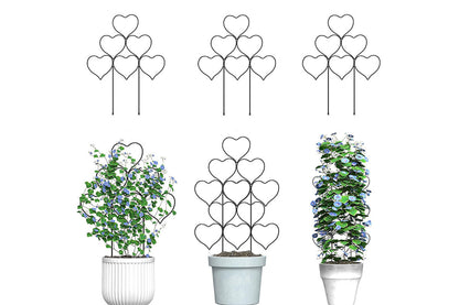 3 Pack Plant Trellis for Climbing Plants Black Heart Metal Stackable Garden Trellis for Vine Ivy Flower Potted Plants