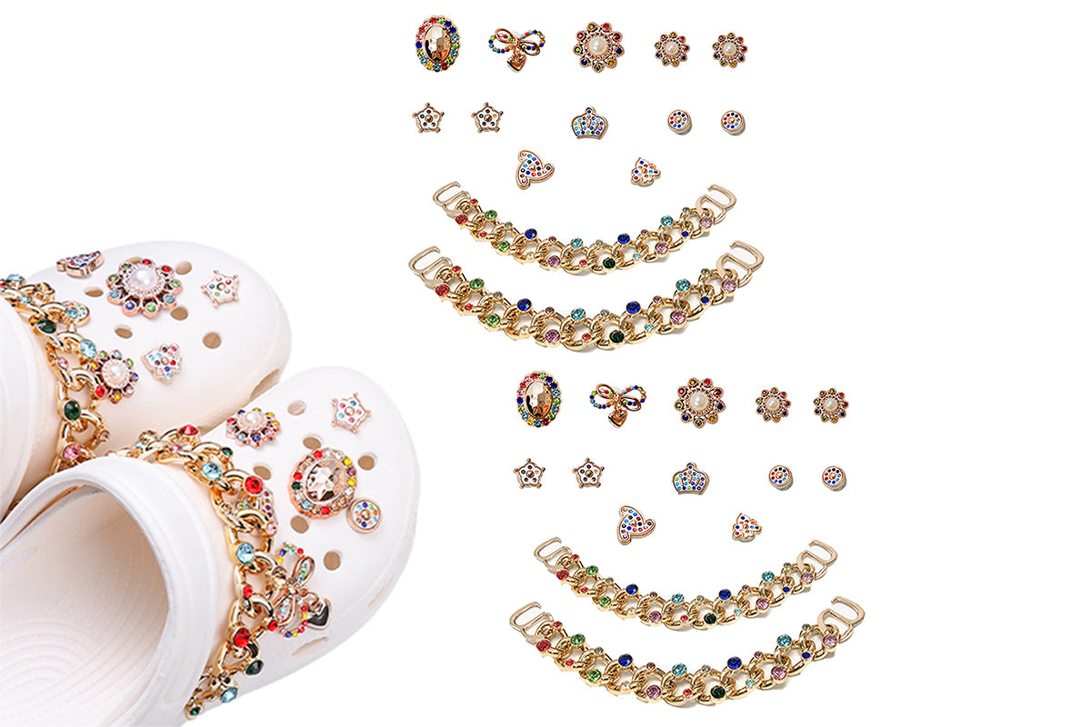 28Pcs Fashion Bling Shoe Charms Shoe Decoration for Women Girls Party Favors DIY Gift