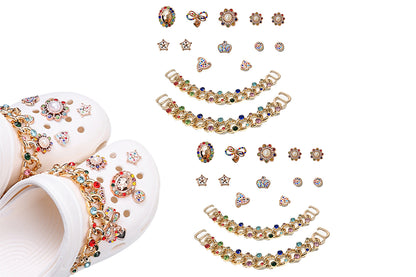 28Pcs Fashion Bling Shoe Charms Shoe Decoration for Women Girls Party Favors DIY Gift