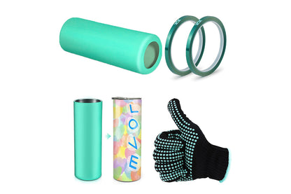 4Pcs Set Sublimation Tumblers Silicone Sleeve Kit for 20 oz Skinny Straight Blanks Cups-Green